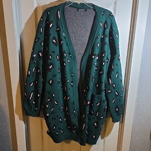 BloomChic Green and Pink Patterned Cardigan